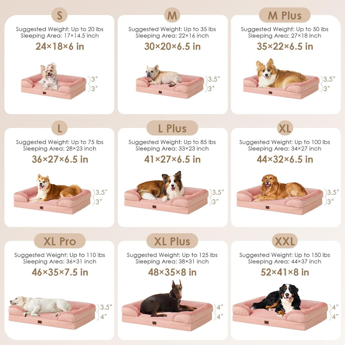 EHEYCIGA Orthopedic Dog Beds Large Sized Dog - Dusty Pink / 46.0"l X 35.0"w X 7.5"th - image 2