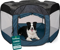 FurHaven Soft-Sided Dog & Cat Playpen - Sailor Blue / Large