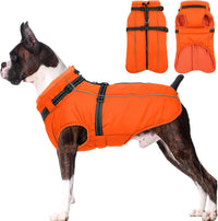 Dog Coat for Large Dogs Waterproof Dog Jacket with Harness Built in – Essentials for Dogs - Large / Orange