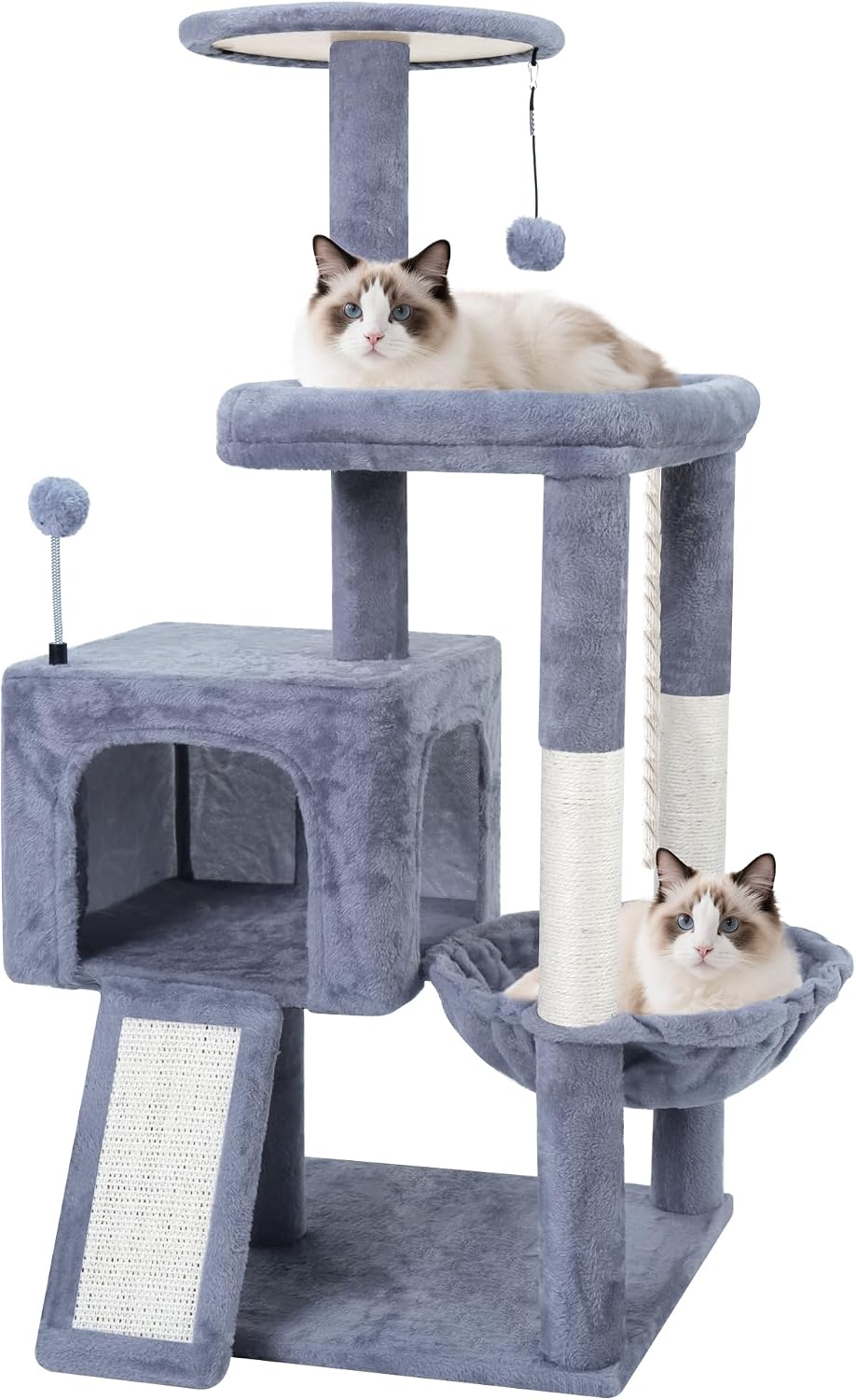 TWDEPART 37.5" All-in-One Cat Tree Tower with Scratching Board - 37.5'' / Grey - image 4