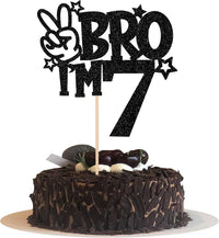 1 PCS Brother I'm 7 Cake Topper Glitter Star Happy 7th Birthday Cake - Black 7th