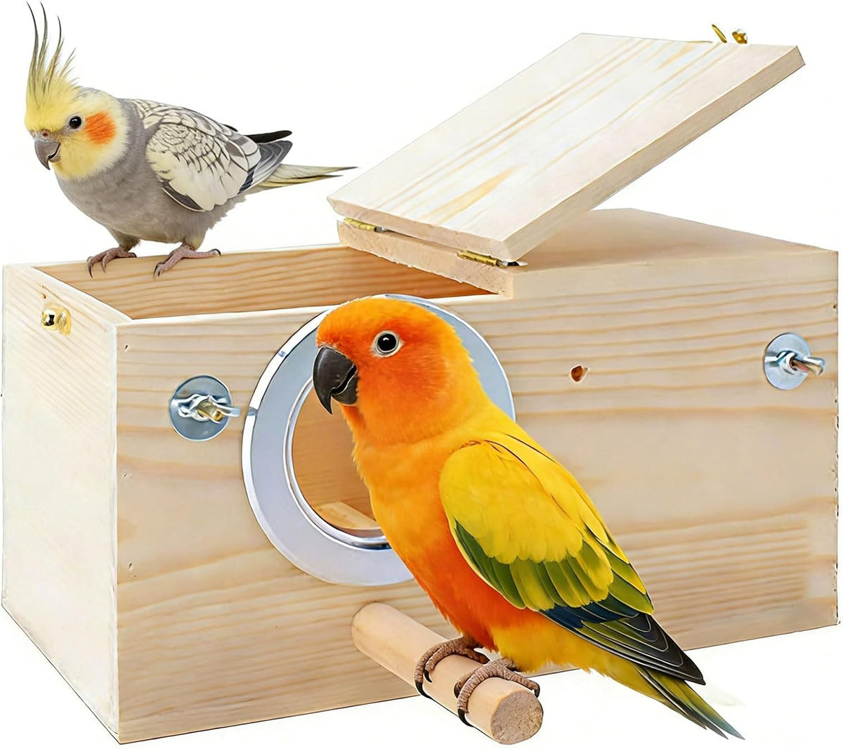 Parakeet Nesting Box, Wood Bird Nest House for Cage - L-11.4 x 5.9 x 5.9in