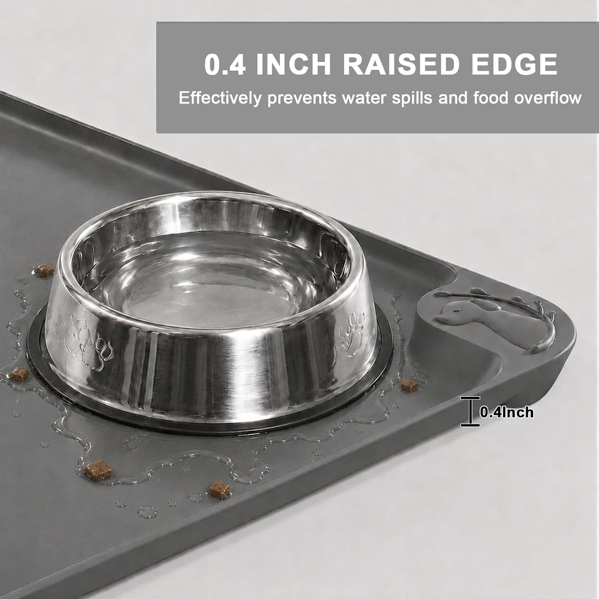 Silicone Pet Feeding Mats, 24''x16'' Large Size, Waterproof - Gray / 19"L x 12"W - image 2