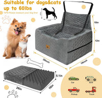 Dog Car Seat for Small/Medium Dogs, Memory Foam Dog Booster Seat - Gray / Large - image 2