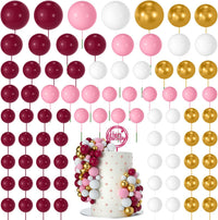 NACHLYNN 80 Pcs Cake Balls Decorations Mini Balloon Cake Topper Balls - Rose Pink White Series