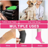 24 Pack Pink Self Adhesive Bandage Wrap, 2” x 5 Yards Cohesive Vet Wrap Elastic Athletic Tape Grip Tape Sports Tape for Ankle, Wrist Sprains, Medical, Pet First Aid (Pink, 2 Inch)