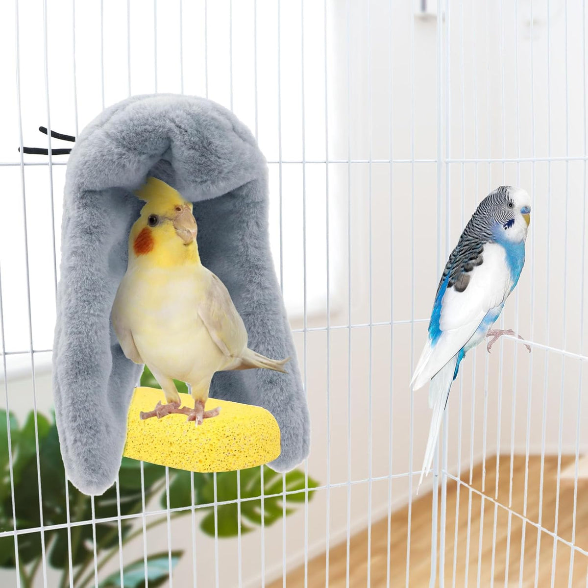 Wontee Cozy Bird Blanket Parrot Cage Snuggle Hut Warm Bird Nest House - Medium / Grey - image 4