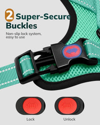 MIDOG No-Pull Dog Harness | Adjustable & Reflective Pet Harness Leash Set for Small Medium Large Dogs Walking, Training| No Choke, Front Clip, Soft Padded Vest with Easy Control Handle - Green, S