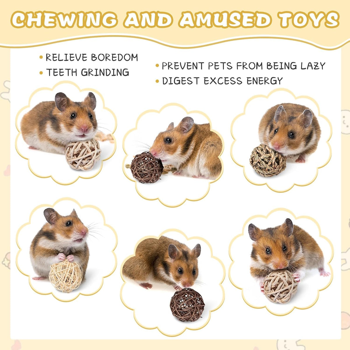 24 Pcs Bunny Chew Grass Balls Rolling Chew Toys for Small Animals – Essentials for Small Pets - image 4