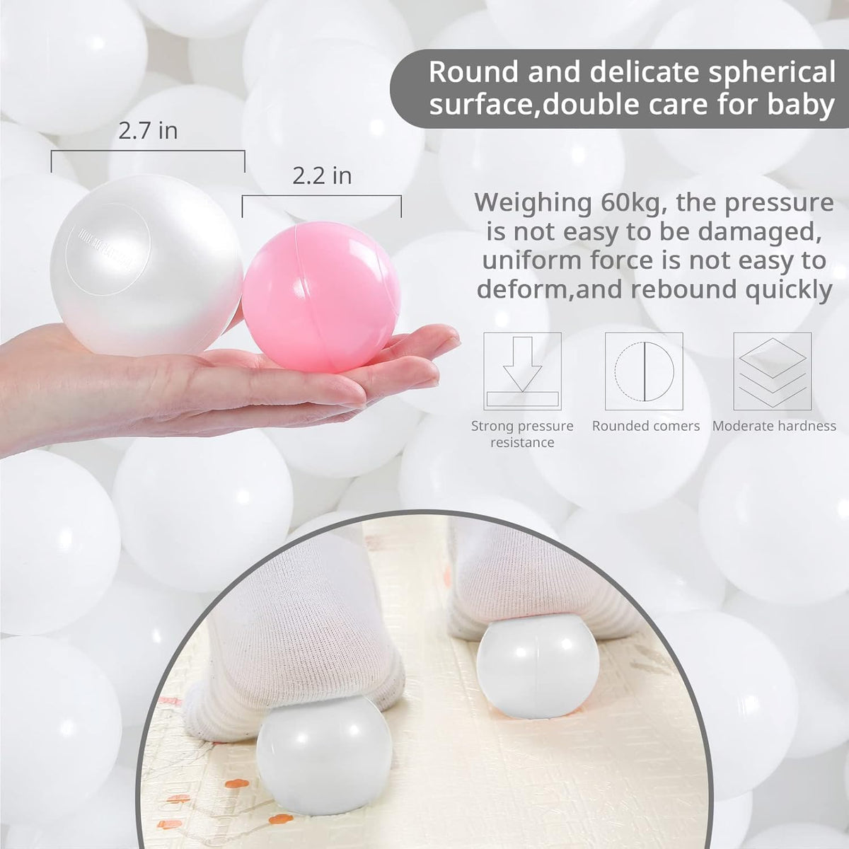 Heopeis 50 pack 2.75 inch pearl white plastic ball pit balls - view 21