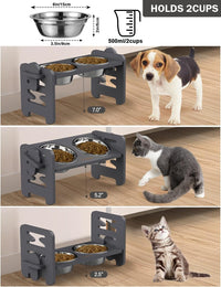 Elevated Dog Bowls, Raised Dog Bowl Stand Adjustable Small - Gray / Small / Without Mat - image 2