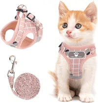 Cat Vest Harness and Leash Set - Pink-pattern / Small (Chest: 11"-13")