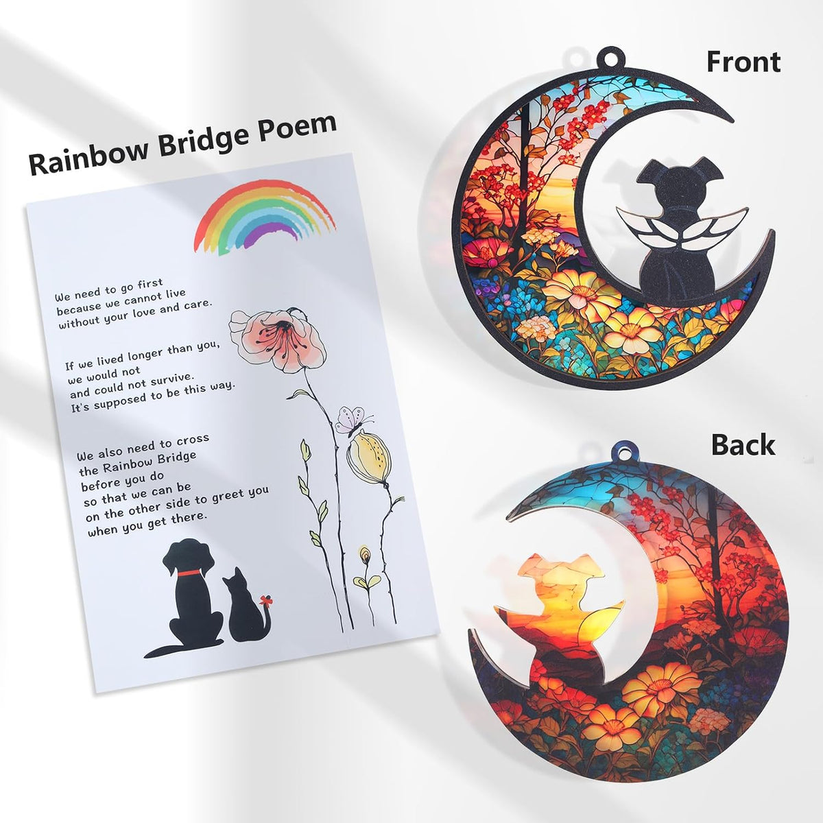 Original CCiaga DIY Dog Angel Memorial Suncatcher with Sympathy Card - 1-sunflower - image 4