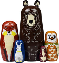 HYCLES Nesting Dolls Russian Matryoshka Wood Stacking Nested Set - ② brown bear