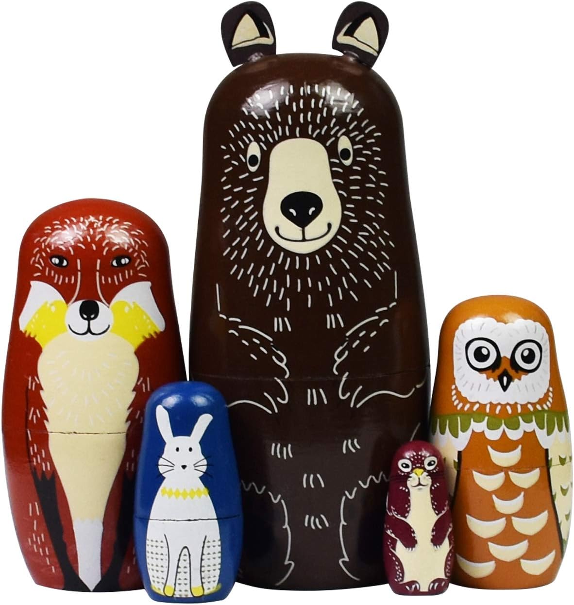 HYCLES Nesting Dolls Russian Matryoshka Wood Stacking Nested Set - ② brown bear