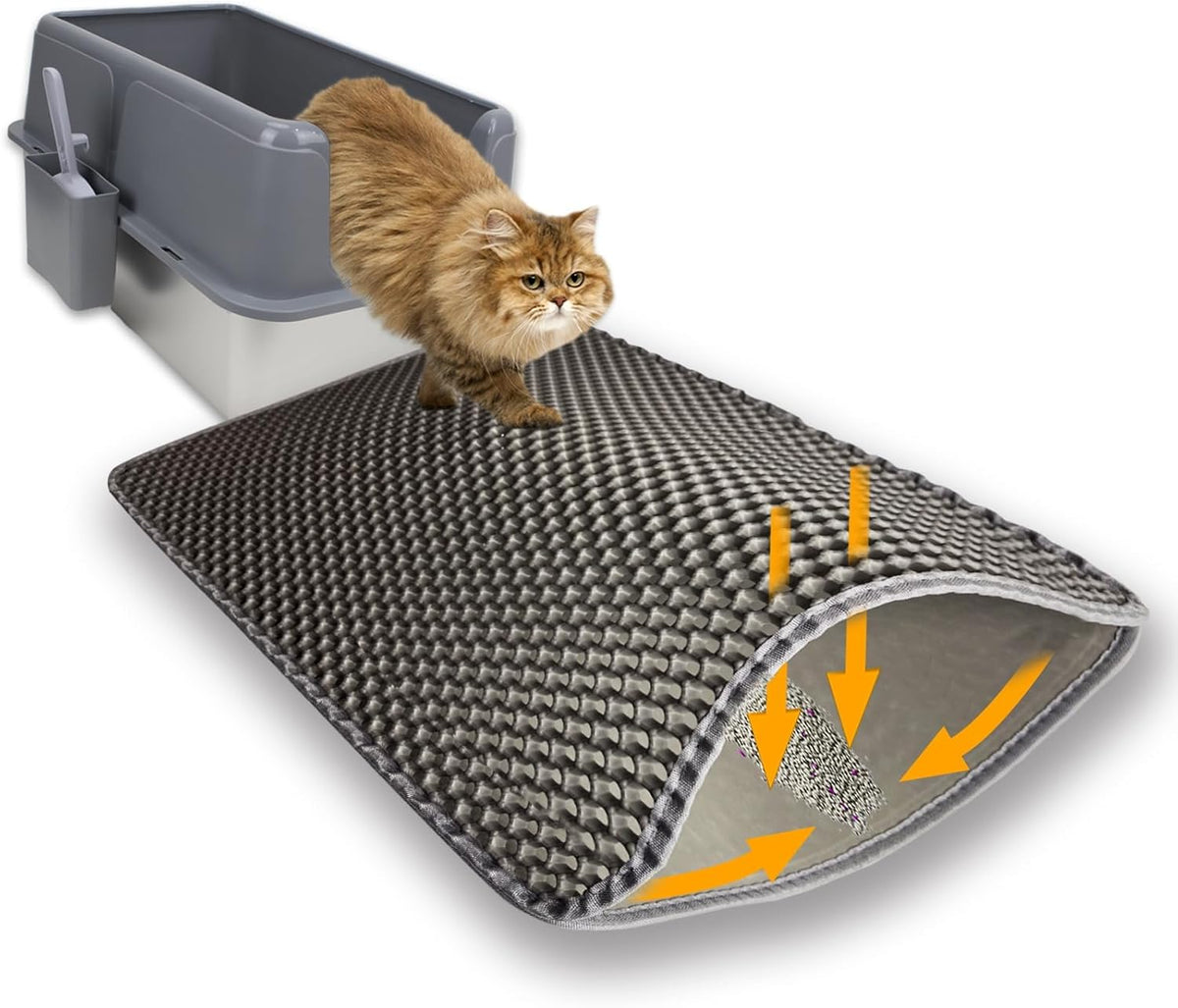 Cat Litter Mat, 30" x 22" Extra-Large - Gray / 30x22in