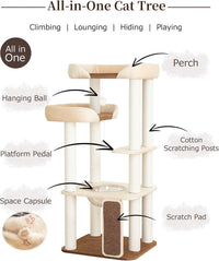 37.5" Cat Tree Tower for Large & Senior Cats, Low-Step Design – Essentials for Cats - White 53'' - image 3
