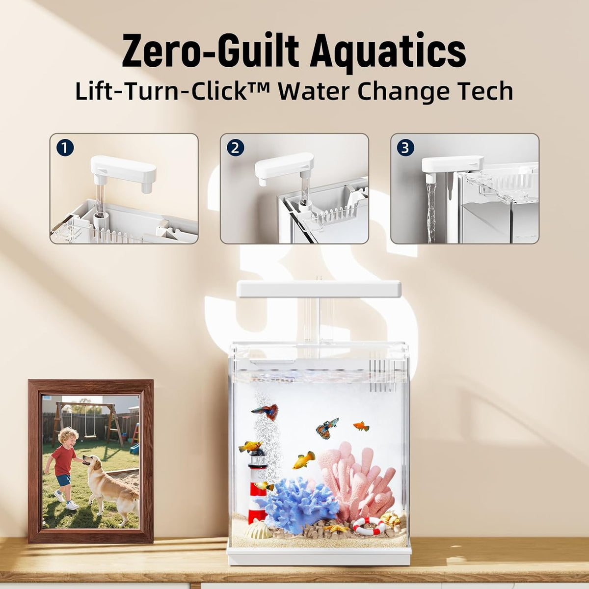Beta Fish Tank, for Men, Fish Tanks for Kids & Starter - White - image 4