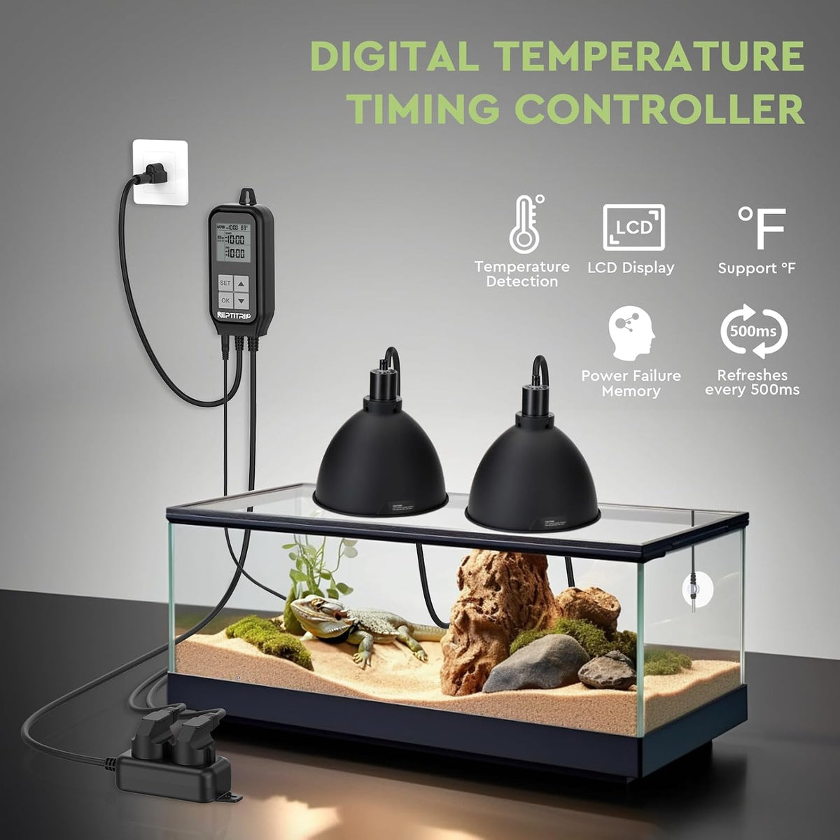 Reptile Thermostat, Light Timer for Temperature and Lighting Control, Day-Night Timer Thermostat - image 3