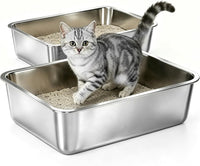 Stainless Steel Litter Box - 2pack:17''×13''×5.1"