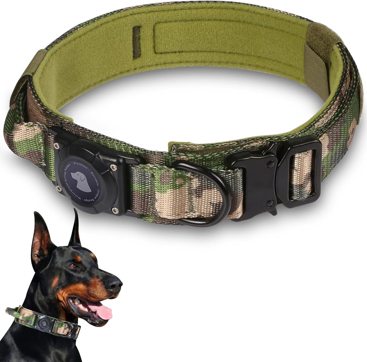 2026 Upgrade Waterproof Tactical AirTag Dog Collar - L(16.5"-20.5") / Camouflage