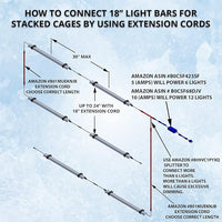 HappyBird Lightning (A Divison of M&M Cage) 18" LED linkable Light bar Without Power Source for Multiple Bird Breeder Cages, Full Spectrum LED. - Will NOT Run ON ITS OWN (6 Pack)