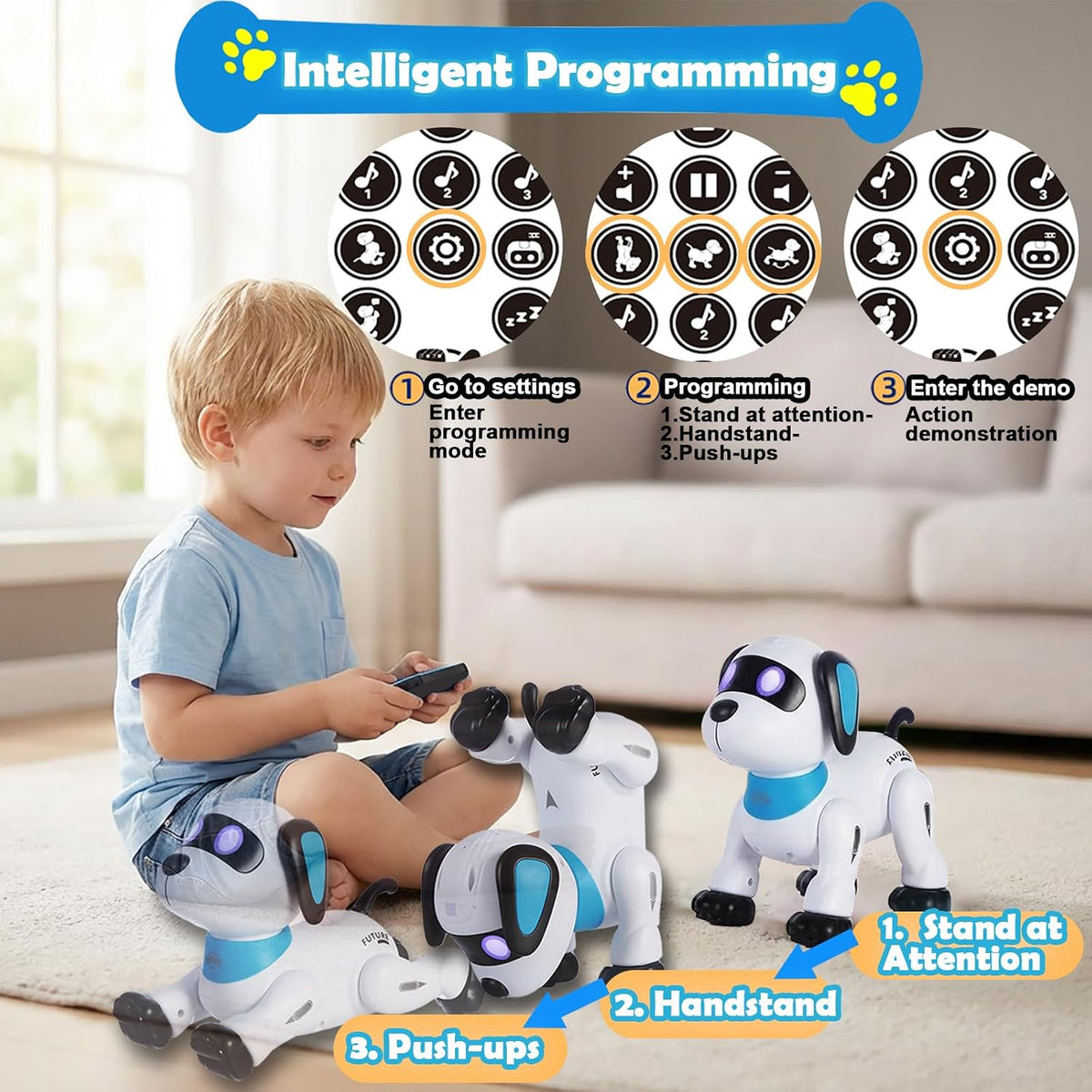yiman Remote Control Robot Dog Toy - Blue - image 4