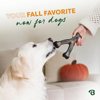 Benebone Pumpkin Spice Wishbone – Limited Edition Flavor, Durable Dog Chew Toy for Aggressive Chewers, Made in USA, Large