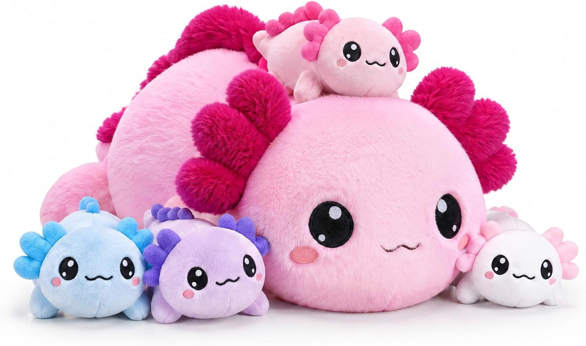 TOYSYM Seal Plush with 4 Babies - Pink Axolotl