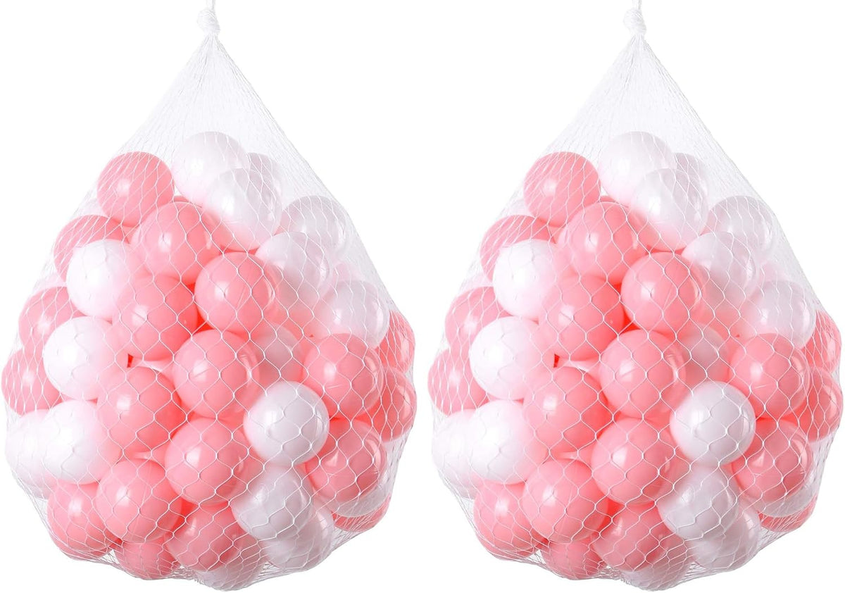 TRENDBOX Ball Pit Balls Plastic Balls for Ball Pit Pool Playpen - Pink & White / 100 pcs (Pack of 2)