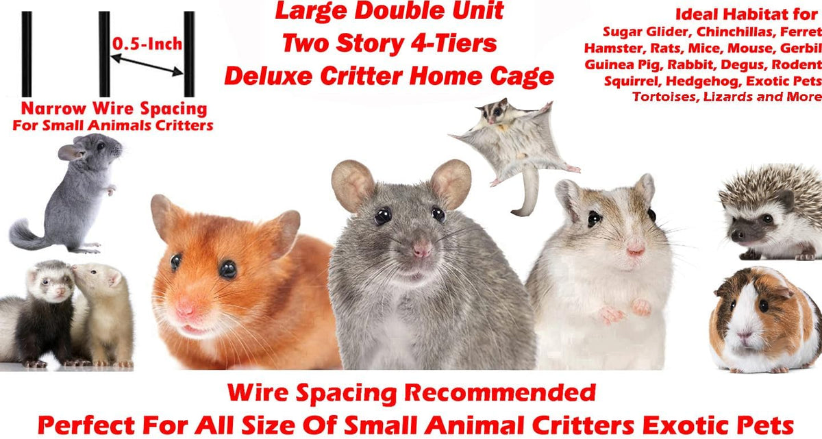 Large Two Full Story Deluxe Double Unit Small Animal Critters Rolling - image 2