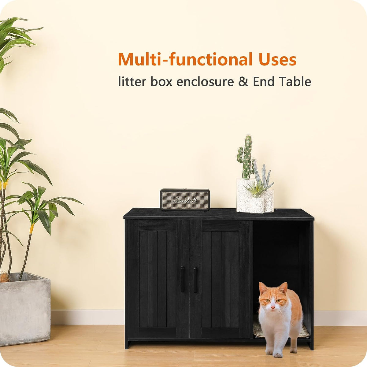Cat Litter Box Enclosure, with Scratching Mat - Dark Grey / 27.6"L x 18.2"W x 19.6"H - image 2