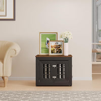 26" Heavy Duty Dog Crate Furniture for Small,Medium and Large Dogs,Rustic Wooden Dog Cage Kennel Indoor Furniture with Waterproof Top,Decorative Pet House Side End Table (Black & Wood)