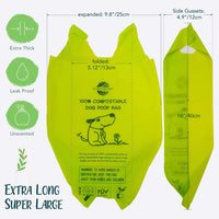 Dog Poop Bag with Handles, Compostable Pet Waste Bags, Easy-Tie - 1 Count (Pack of 120) / Poop Bags - image 2