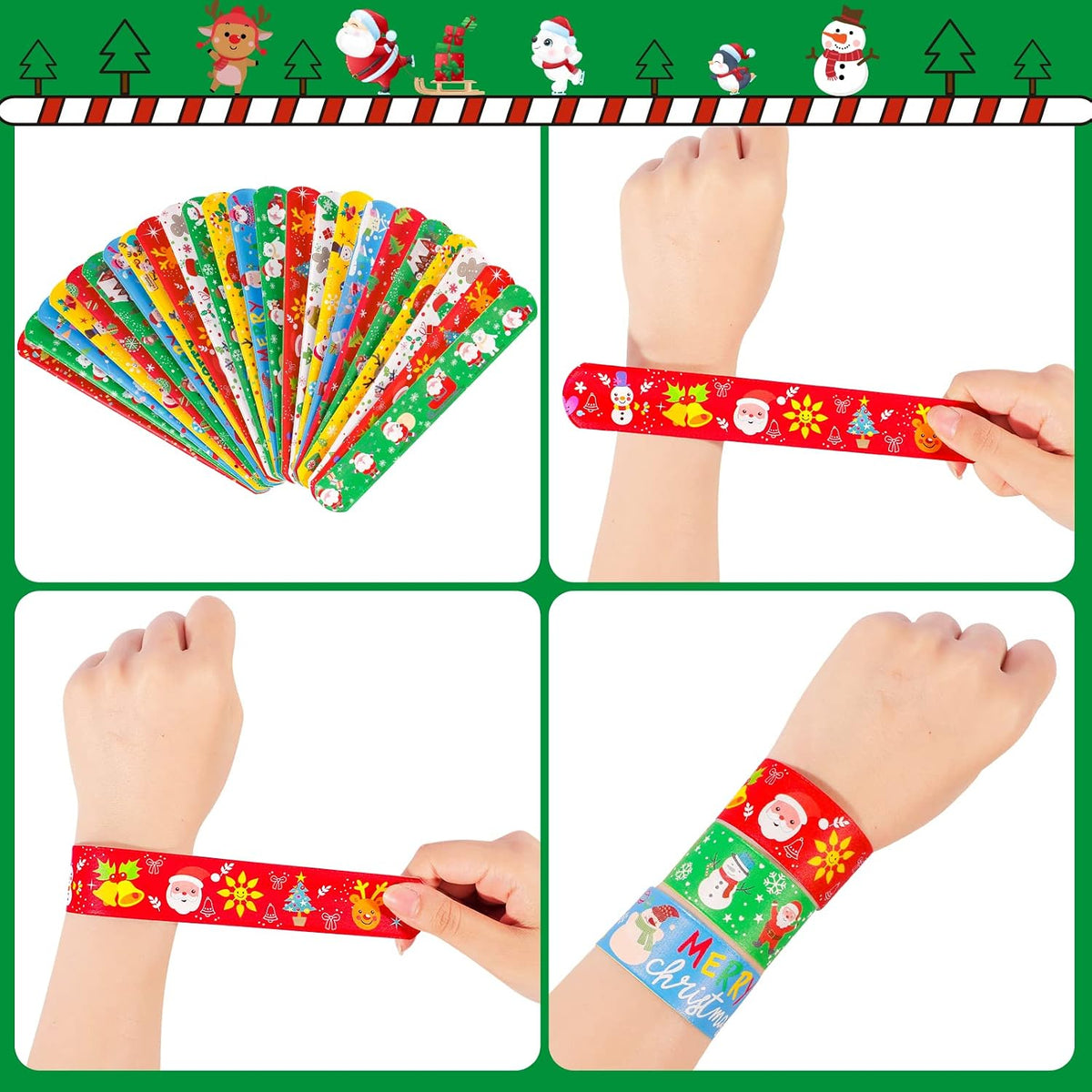Max Fun 48pcs Halloween Slap Bracelets Party Favors Toys for Kids - Christmas - image 4