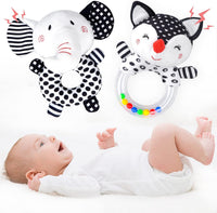 XIXILAND Baby Rattles 0-6 Months Newborn Toys Infant Toys 0-3 Months - Black and White
