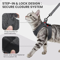 Cat Harness and Leash - Ultra Light Escape Proof Kitten Collar Cat Walking Jacket with Running - Dark Grey / Small - image 4