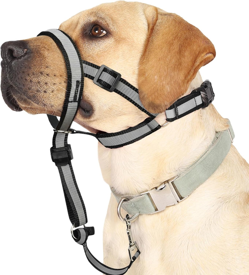 Reflective Head Collar, No Pull Collar for Small Medium Dogs – Essentials for Dogs - Black / XL (Snout Cir: 12"-17½”)