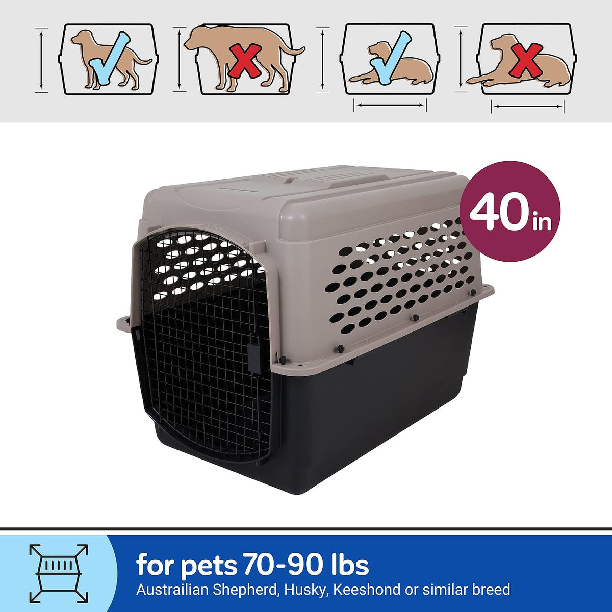 Petmate Vari Dog Kennel, Carrier for Large Dogs, Taupe and Black - 40.0"L x 27.0"W x 30.0"H / Kennel Only - image 3