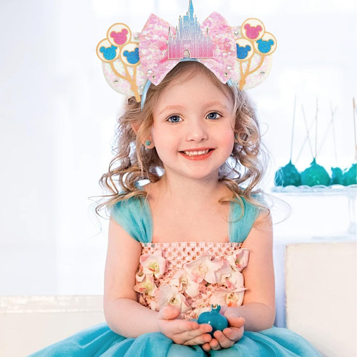 LYLIN Birthday Mouse Ears, Mouse Ears Headband for Women Girls – Fun for Kids & Family - Pink Castle - image 2
