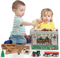 Wondertoys 208 Pcs Wooden Log Set, Classic Building Logs Ages 3+ - 208PCS Classic - image 4