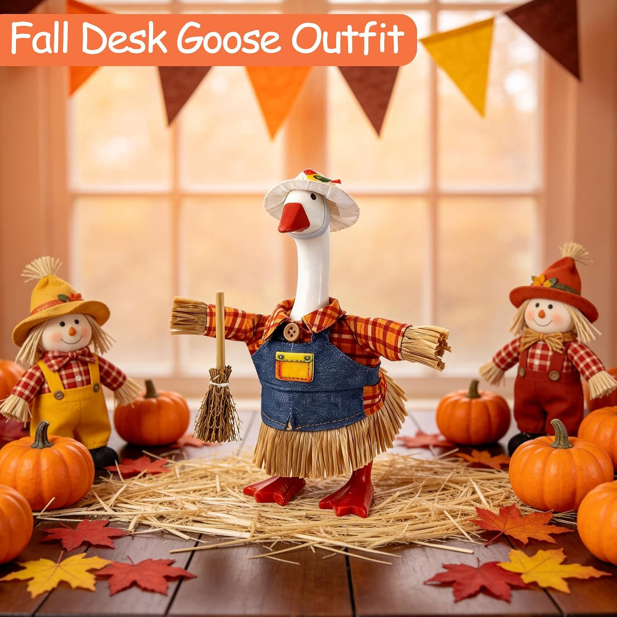 7 Inch Mini Desk Goose Outfits - Fall Color（scarecrow） - image 2
