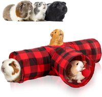 Guinea Pig Tunnel Hideout 3-Way Collapsible Small Pet Tubes - Red