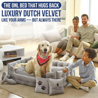 Luxury Dog Bed Chesterfield – Handcrafted Velvet Throne for Dogs | Joint Support, Calming & Temp-Regulating Comfort | Durable 5+ Years, Anti-Claw, Washable 100+ Times – XL, Grey