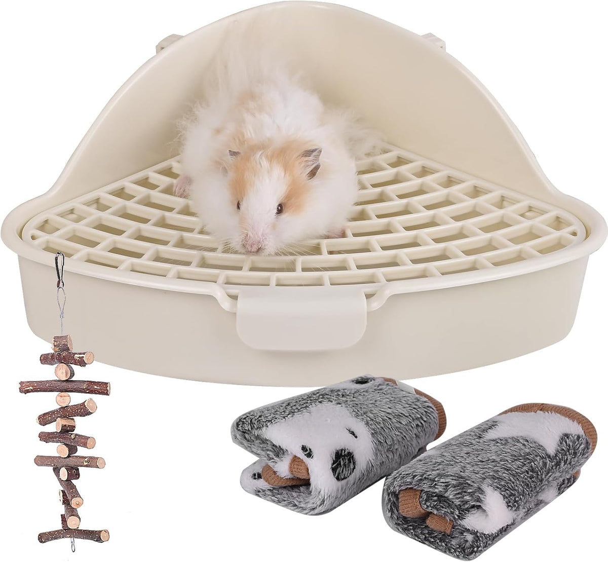 RUBYHOME Triangle Potty Trainer Corner Litter Bedding Box Pet Pan - White