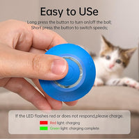 Interactive Cat Toy Ball- 2025 Smart Rolling Cat Toy with Shiny Tail, Motion Activated Boredom Relief for Indoor Cats, USB Rechargeable & Obstacle Avoidance