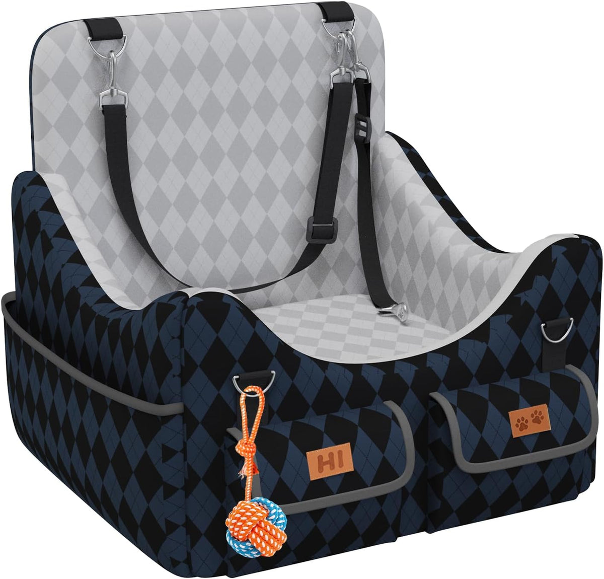 Dog Car Seat for Small/Medium Dogs up to 35lbs - Dark Blue/Black / Medium