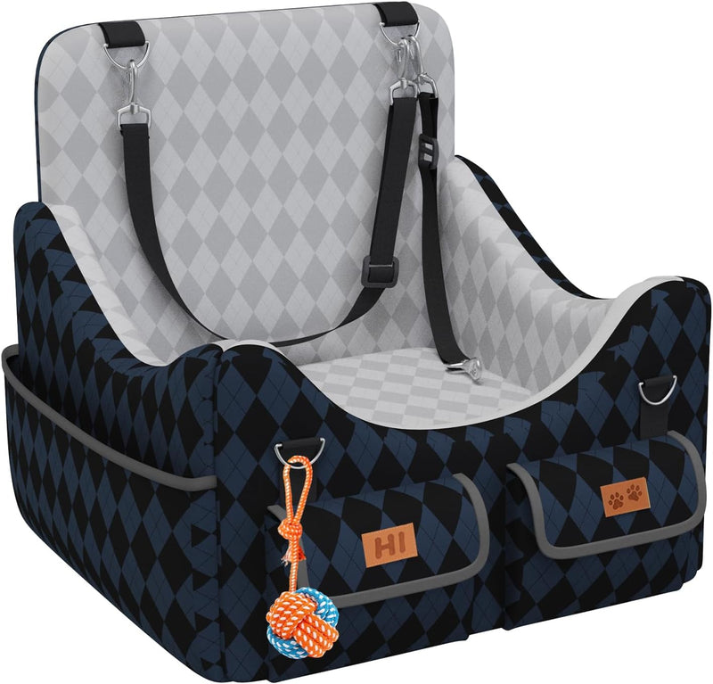 Dog Car Seat for Small/Medium Dogs up to 35lbs - Dark Blue/Black / Medium