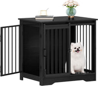 Hzuaneri 77.6 in Double Dog Crate Furniture - Black / 27.2"L x 19.3"W x 25.4"H
