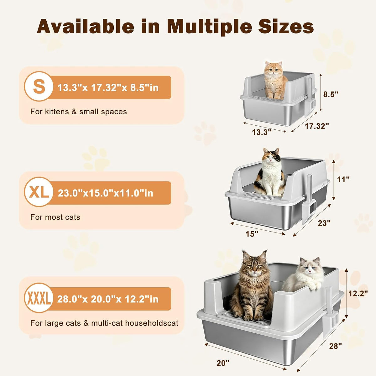 AIPERRO Stainless Steel Litter Box with Lid - Light Gray / XXX-Large - image 3